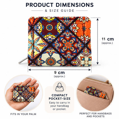 Patola style printed clutch zipper wallet - dimensions