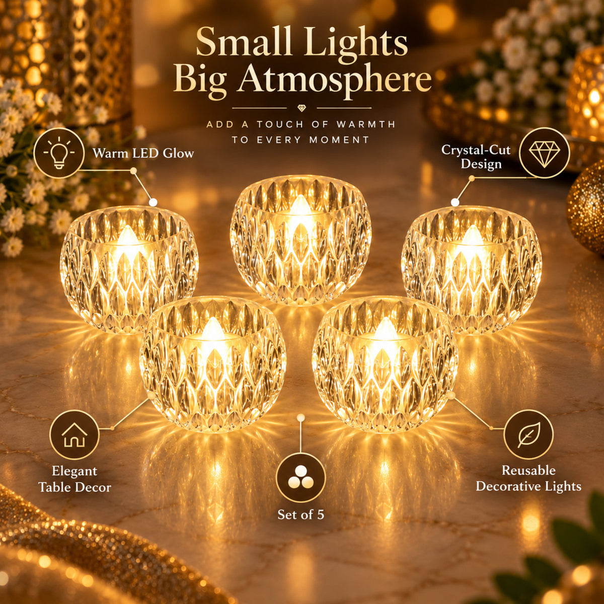 Crystal style LED decorative candles - product view 05