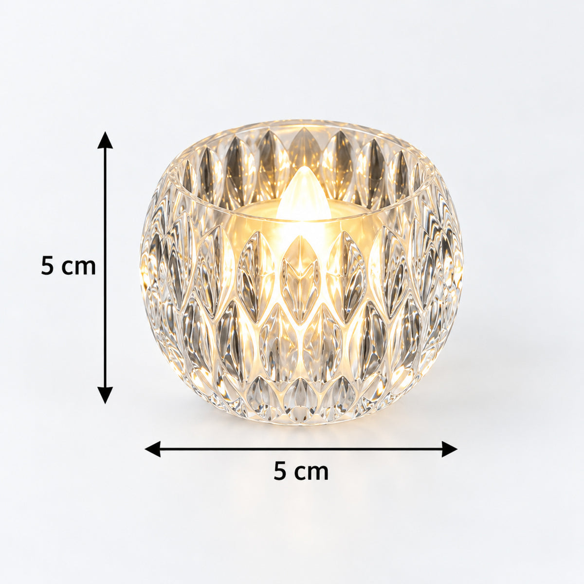 Crystal style LED decorative candles - dimensions