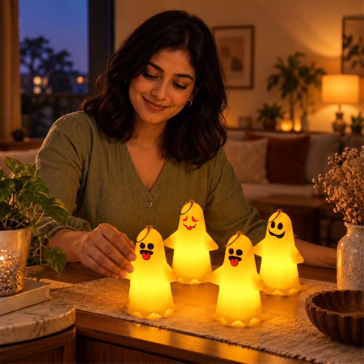 Cute ghost LED night lamps - product view 02