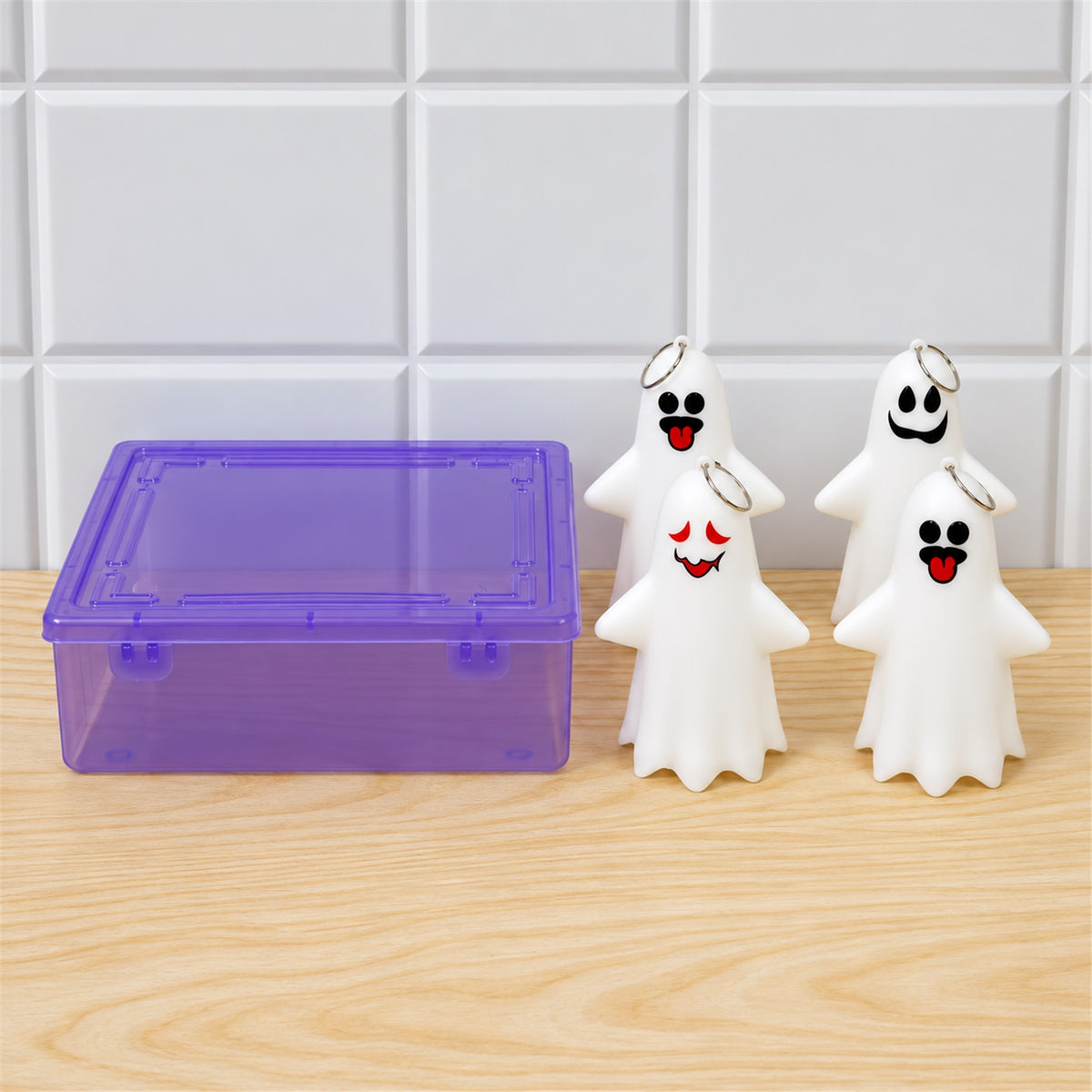 Cute ghost LED night lamps - actual product and plastic box