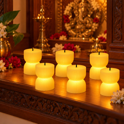 Hourglass ribbed flameless LED candles - product view 04