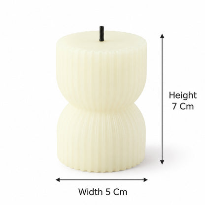 Hourglass ribbed flameless LED candles - dimensions