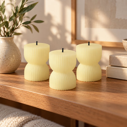 Hourglass ribbed flameless LED candles - product view 08