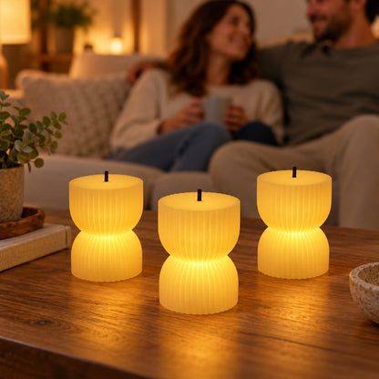 Hourglass ribbed flameless LED candles - product view 09