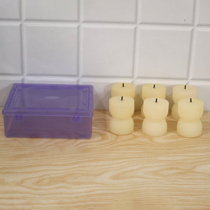 Hourglass ribbed flameless LED candles - actual product and plastic box