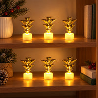 Golden Tree Flameless LED Tealight Candles for Festive Home Decor (6 Pc Set)