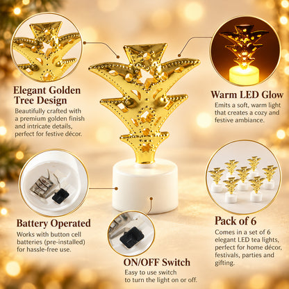 Golden tree flameless LED tealight candles - product view 06
