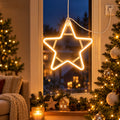 Warm White Star Shape LED Hanging Light for Festive Window Decor (1 Pc)