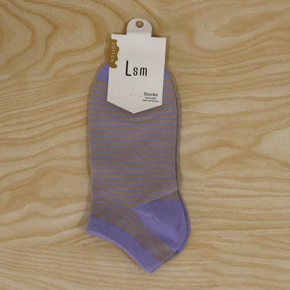 Soft stretchable striped ankle socks actual pair
