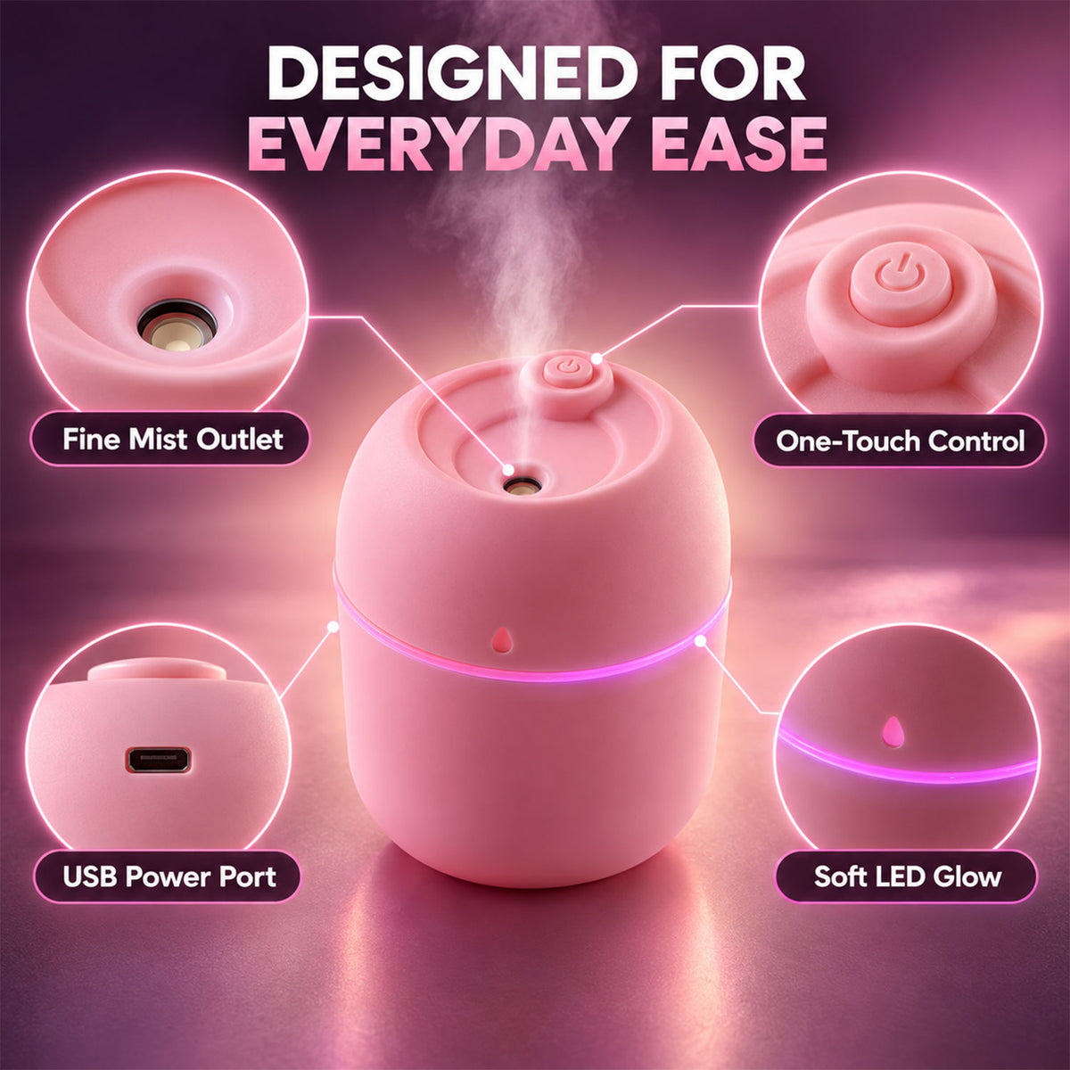 Pink USB Mini Humidifier