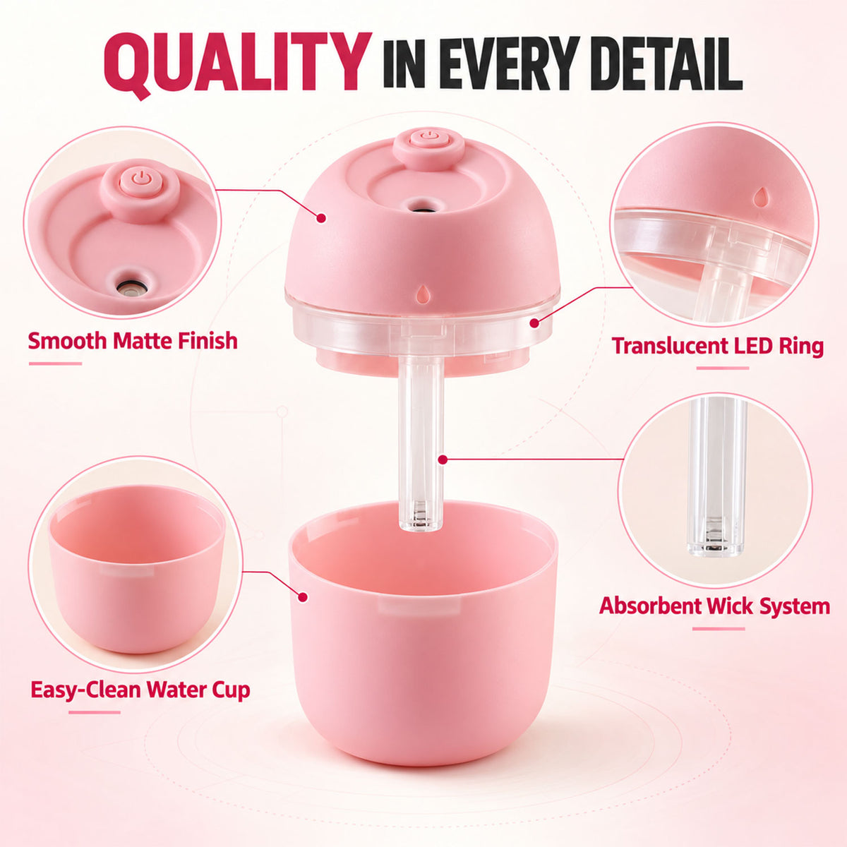 Pink USB Mini Humidifier