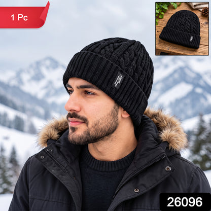 Cable knit winter beanie cap with fleece lining, supplied SKU photo
