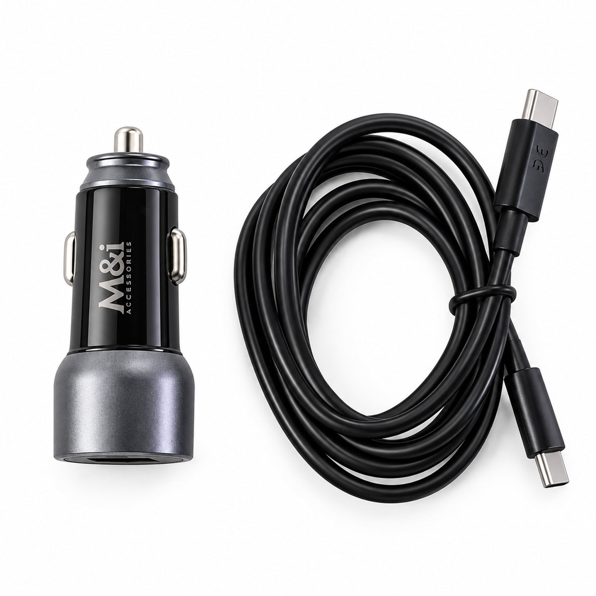 90W dual port USB-A and Type-C car charger with Type-C cable 04