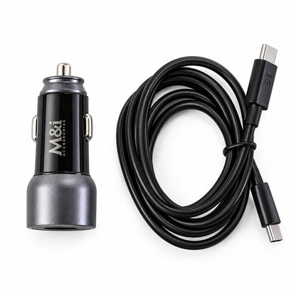 90W dual port USB-A and Type-C car charger with Type-C cable 04