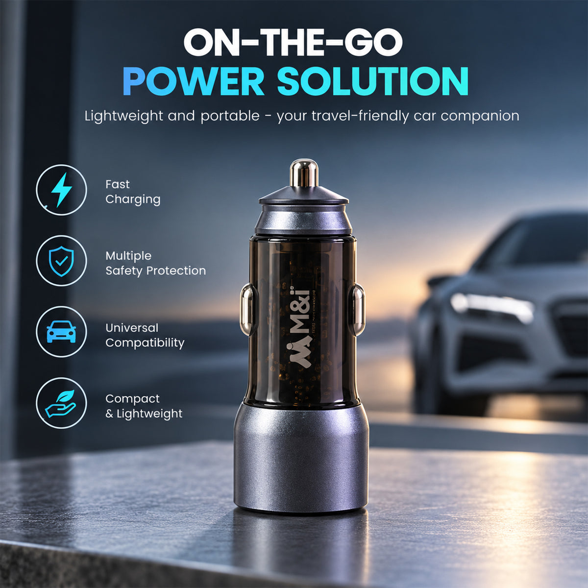 90W dual port USB-A and Type-C car charger with Type-C cable 05