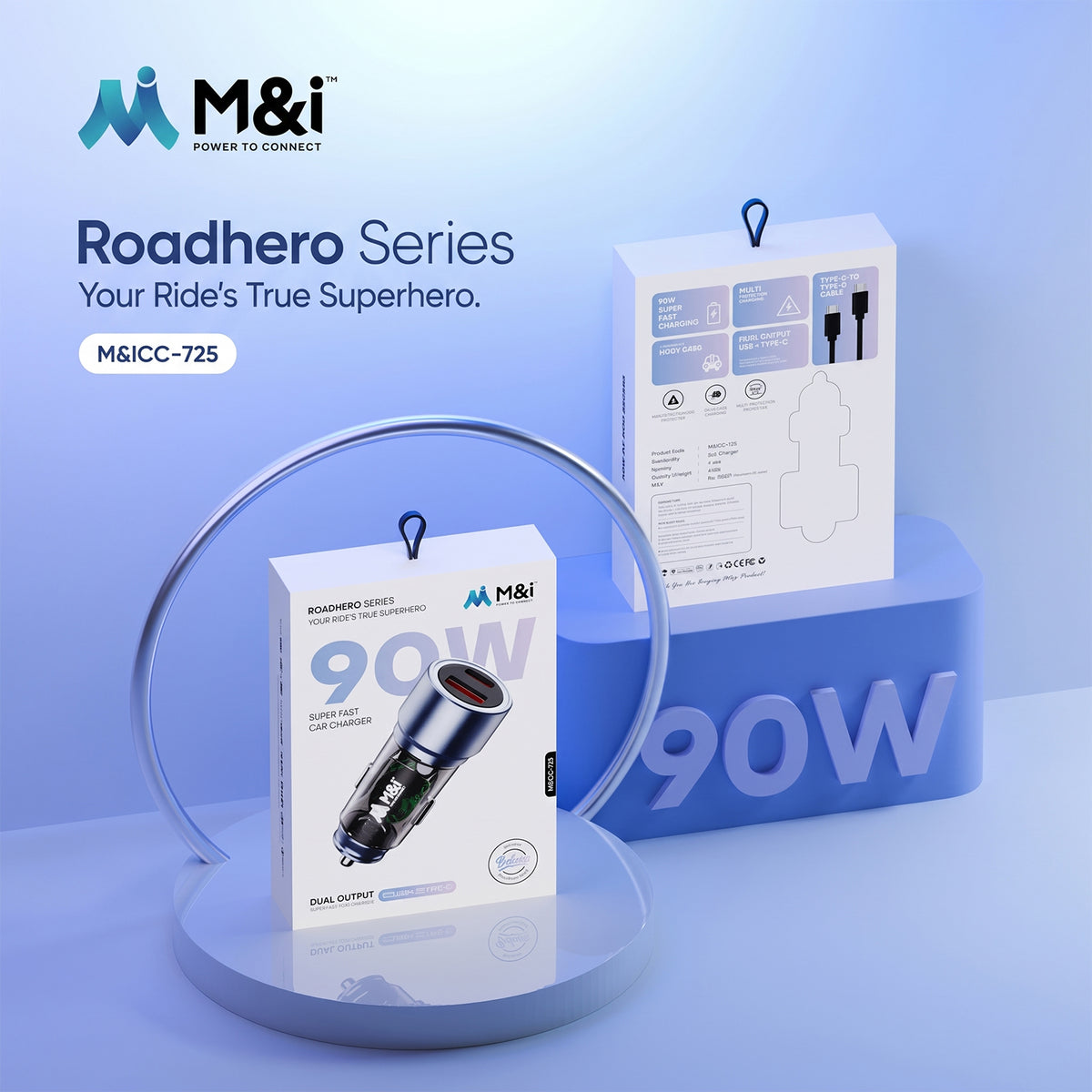 90W dual port USB-A and Type-C car charger with Type-C cable 06