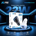 22W Dual USB Car Charger with USB to Type-C Cable for Mobile Phone Charging