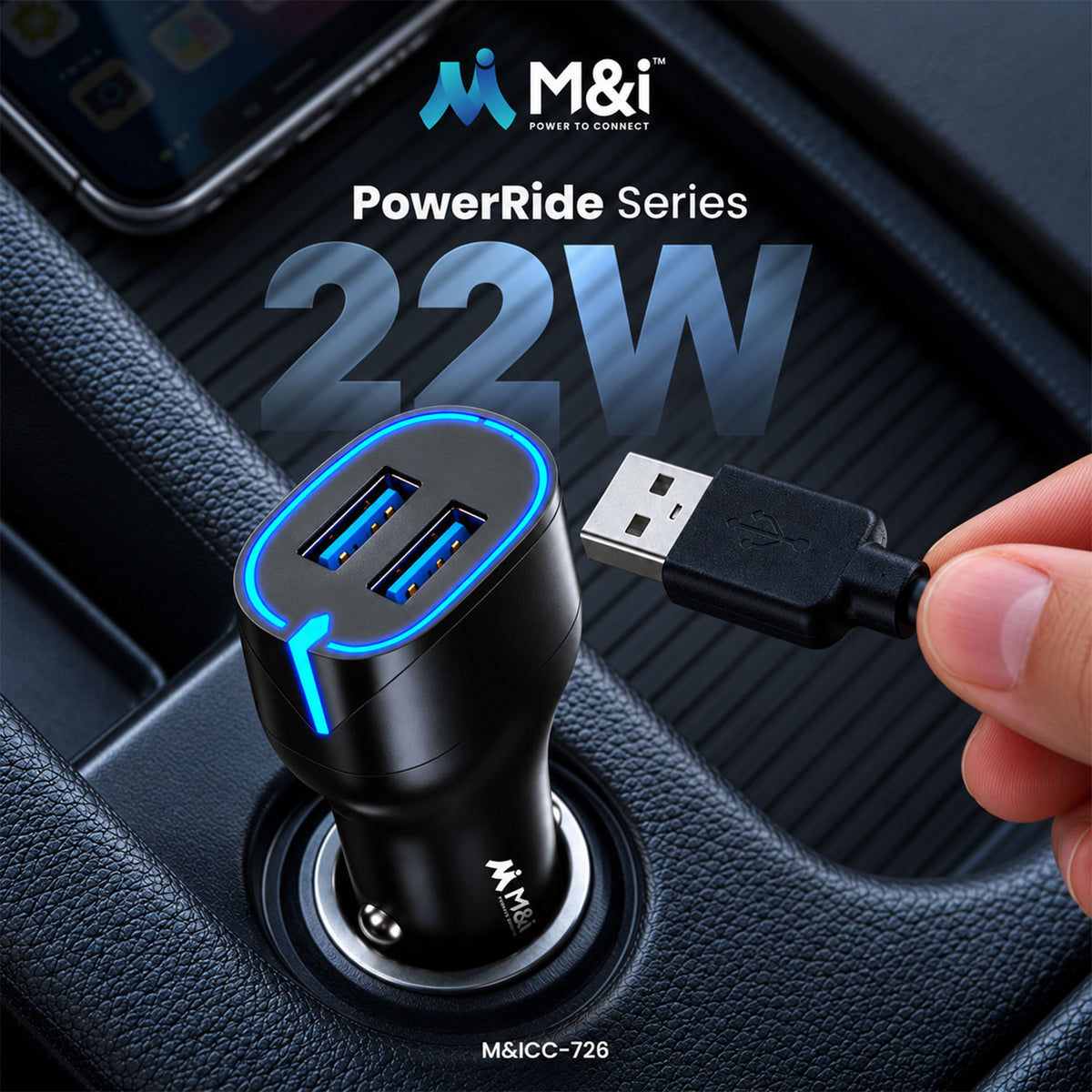 22W dual USB car charger with USB to Type-C cable 4