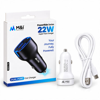 22W dual USB car charger with USB to Type-C cable 5
