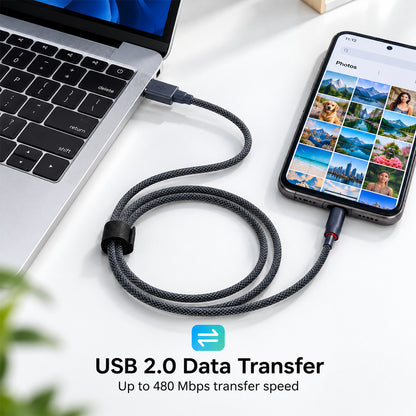 80W USB-A to Micro USB braided cable with mobile stand V8 CB 1054- 03.jpg