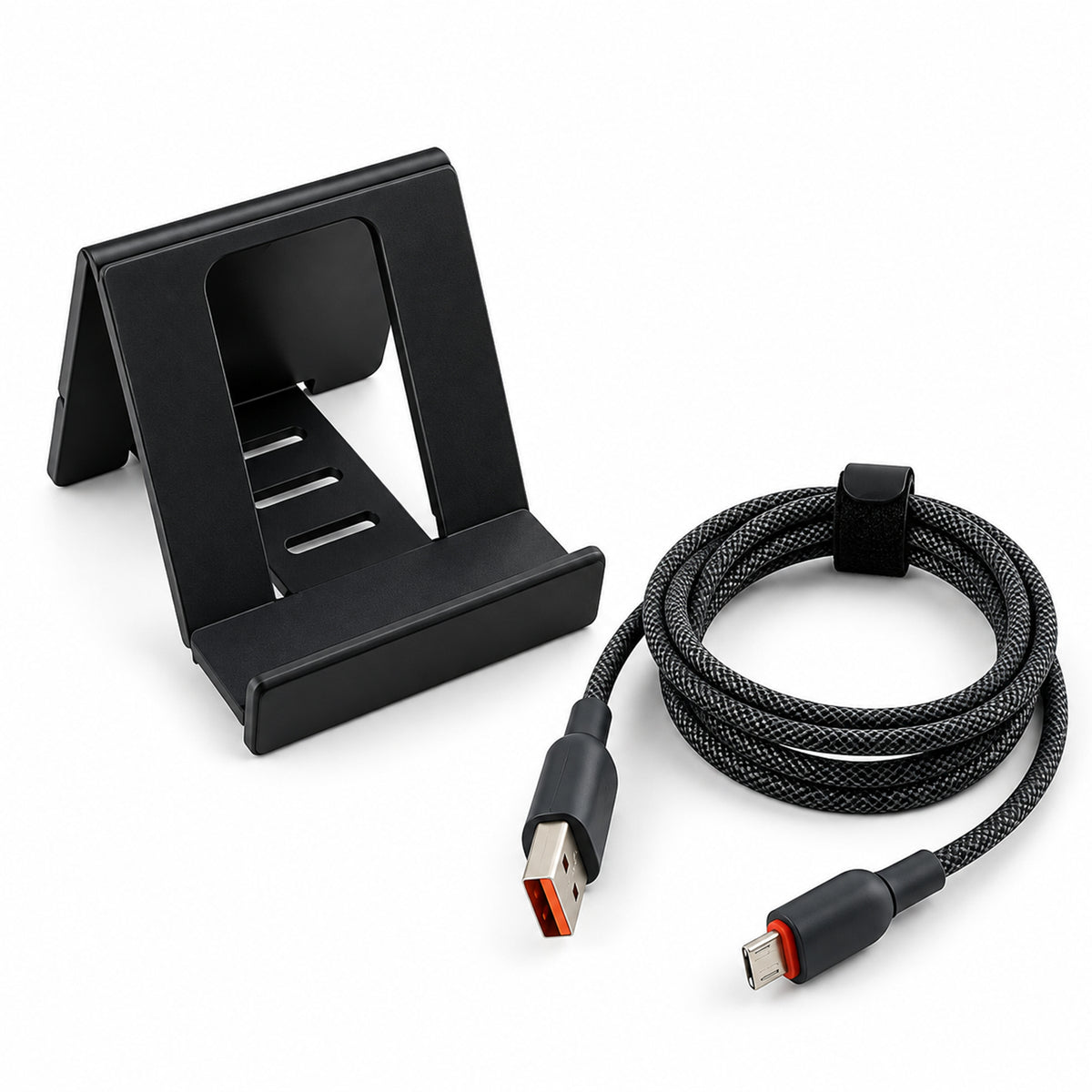 80W USB-A to Micro USB braided cable with mobile stand V8 CB 1054- 04.jpg