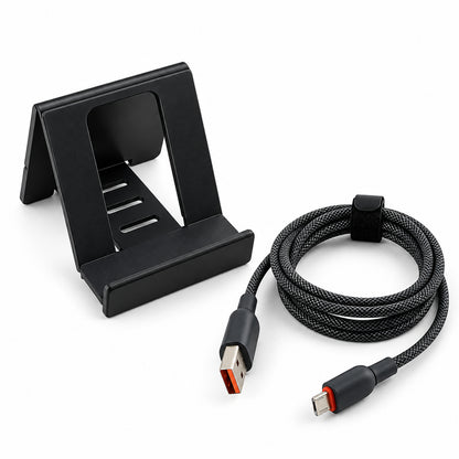 80W USB-A to Micro USB braided cable with mobile stand V8 CB 1054- 04.jpg