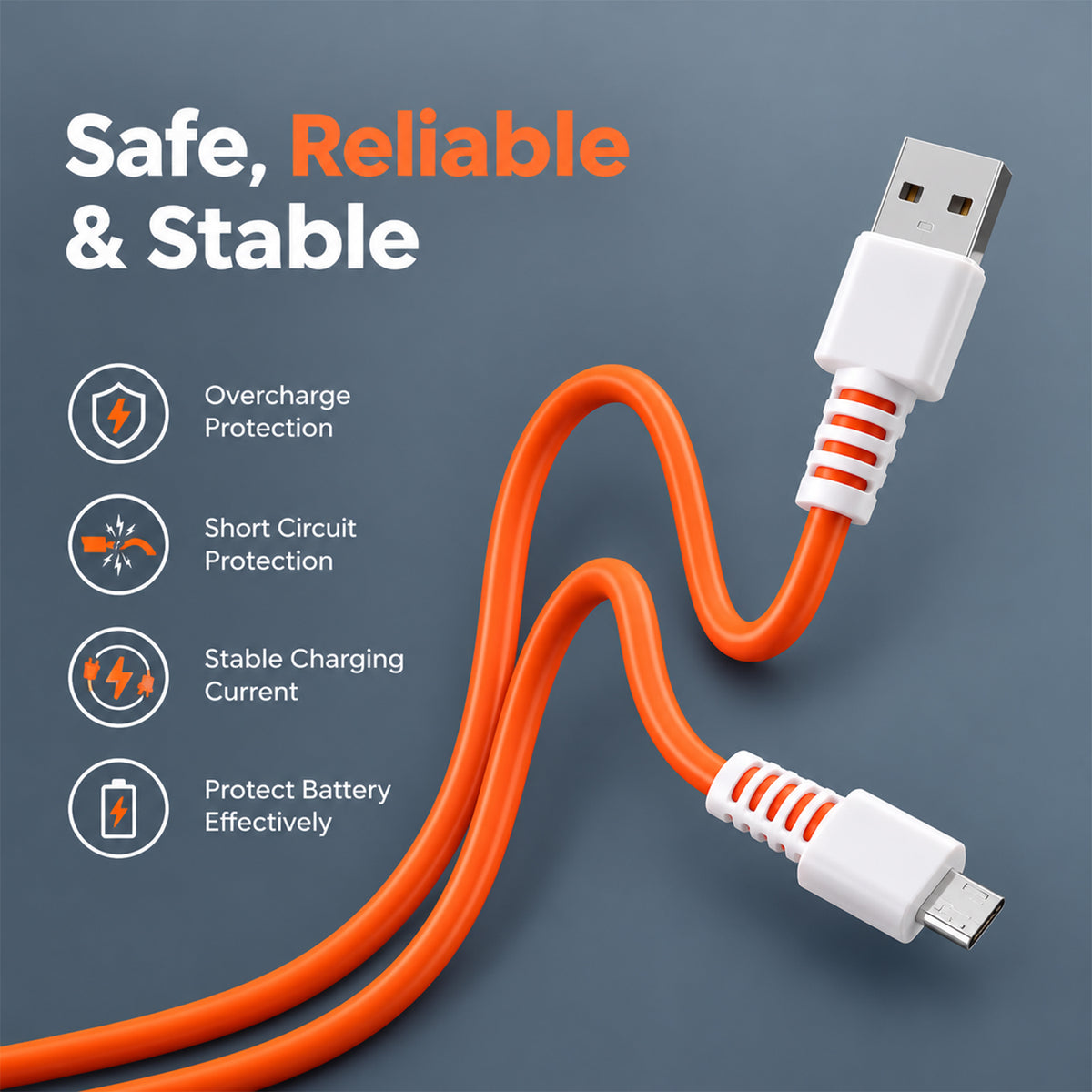 65W USB-A to Micro USB V8 charging cable V8 cb 1060- 05.jpg