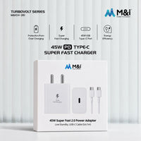 45W PD Type-C Super Fast Wall Charger with 1 Mtr USB-C to USB-C 5A Cable