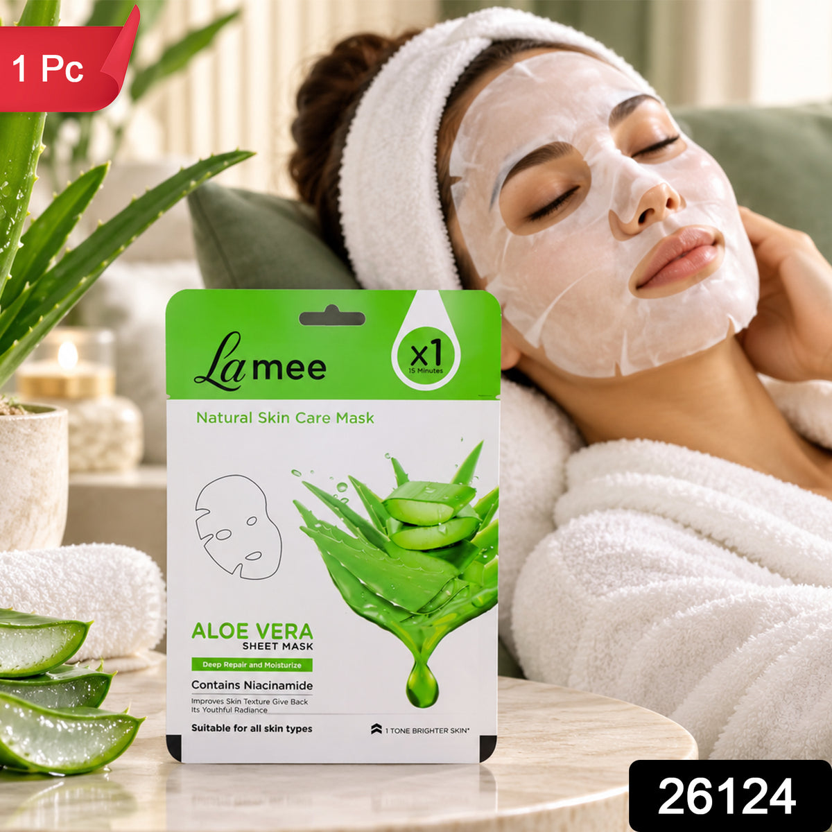 Aloe vera facial sheet mask 1 Pc label