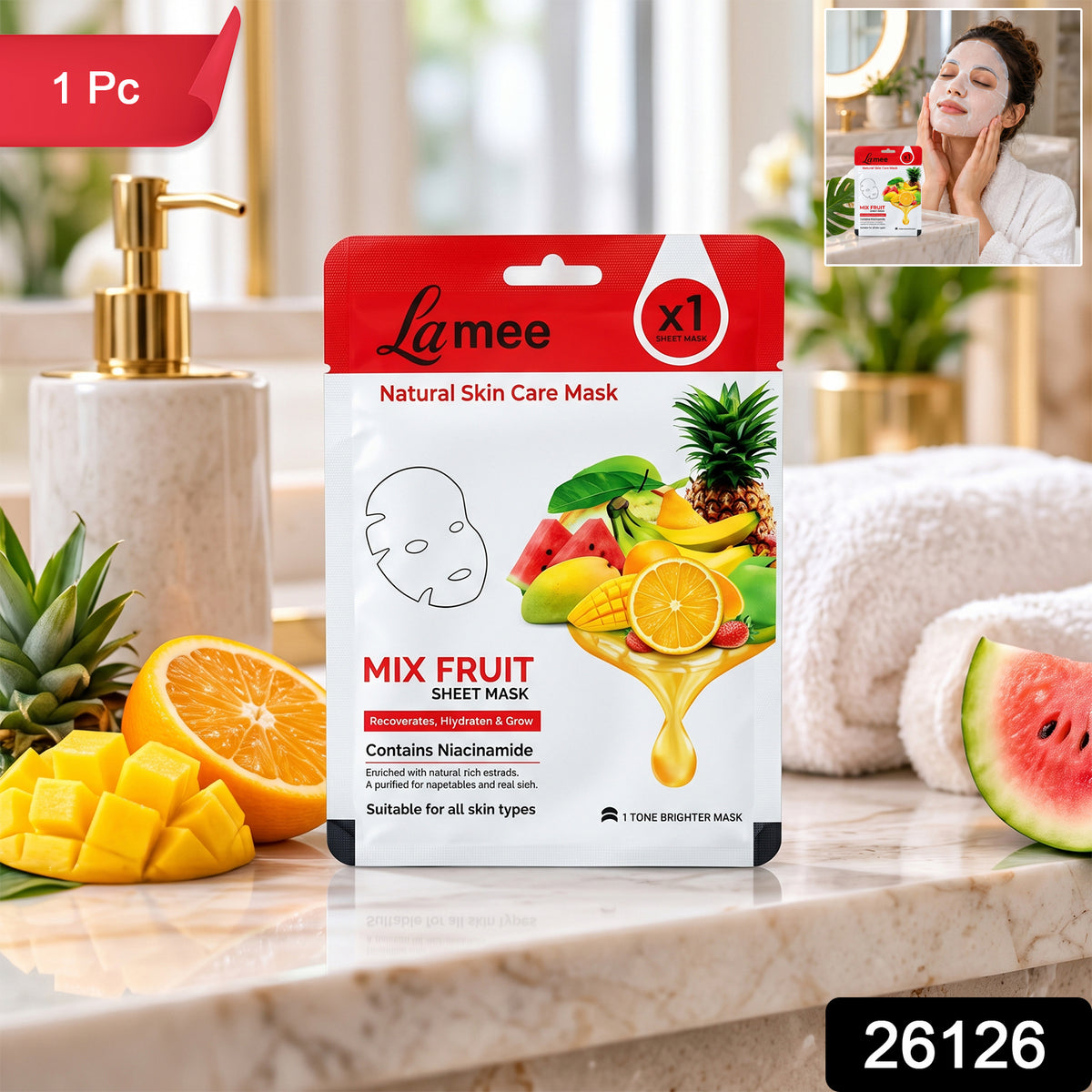Mix fruit facial sheet mask 1 Pc label
