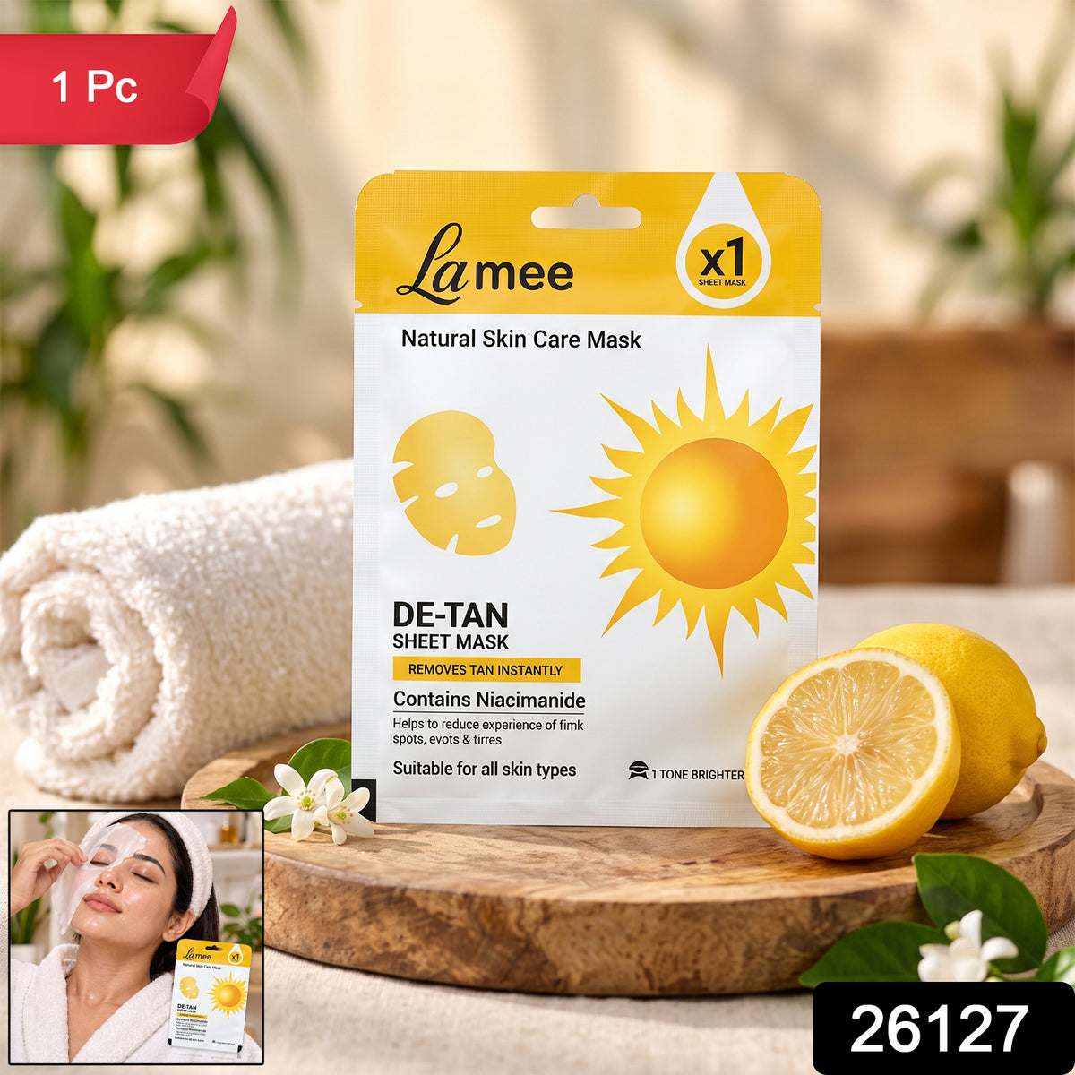 De Tan facial sheet mask 1 Pc label