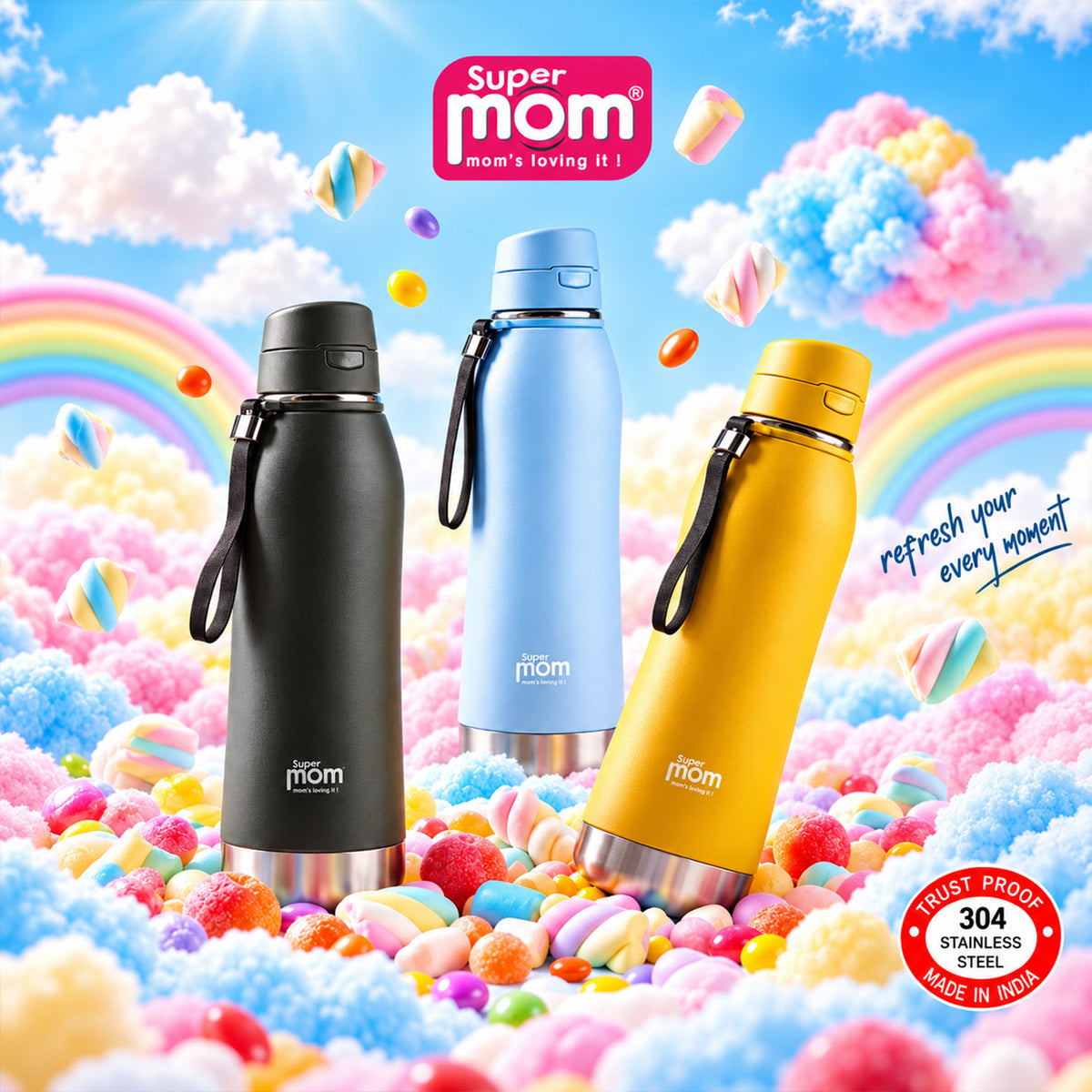 Insulated stainless steel flip lid water bottle 01