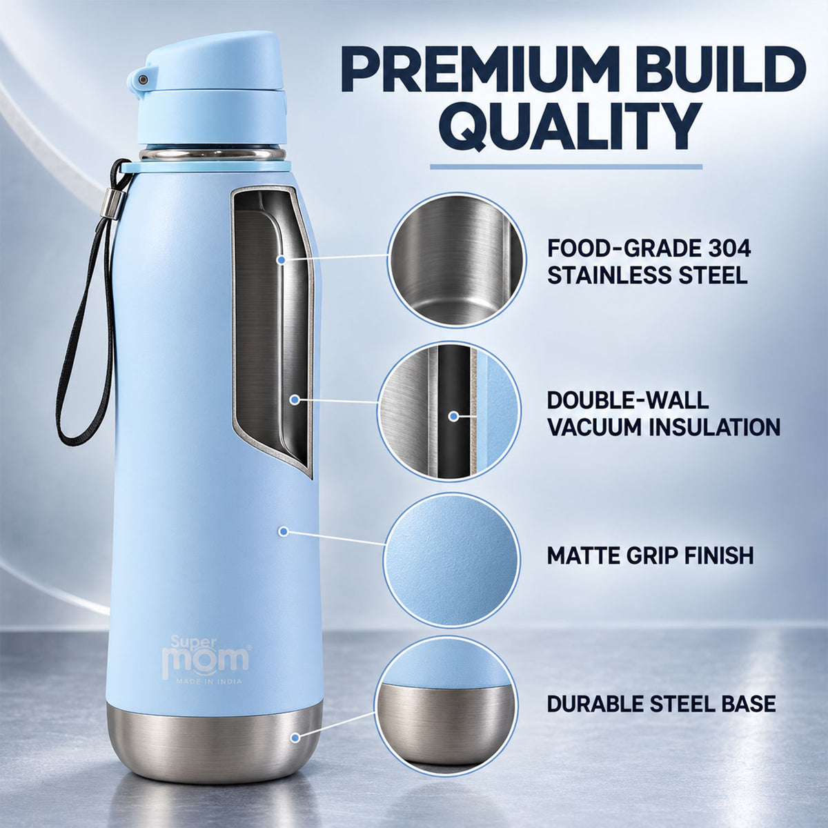 Insulated stainless steel flip lid water bottle 04
