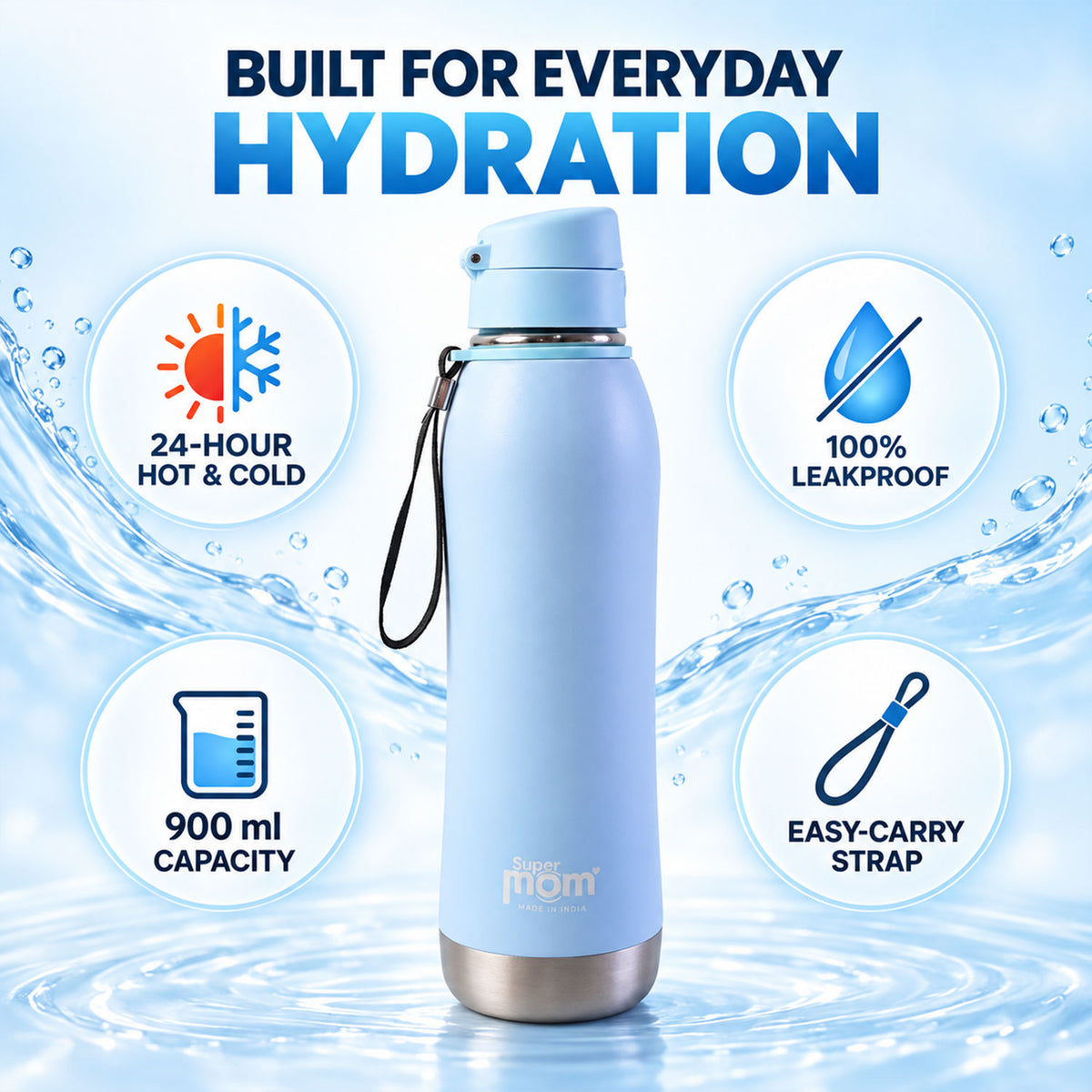 Insulated stainless steel flip lid water bottle 05