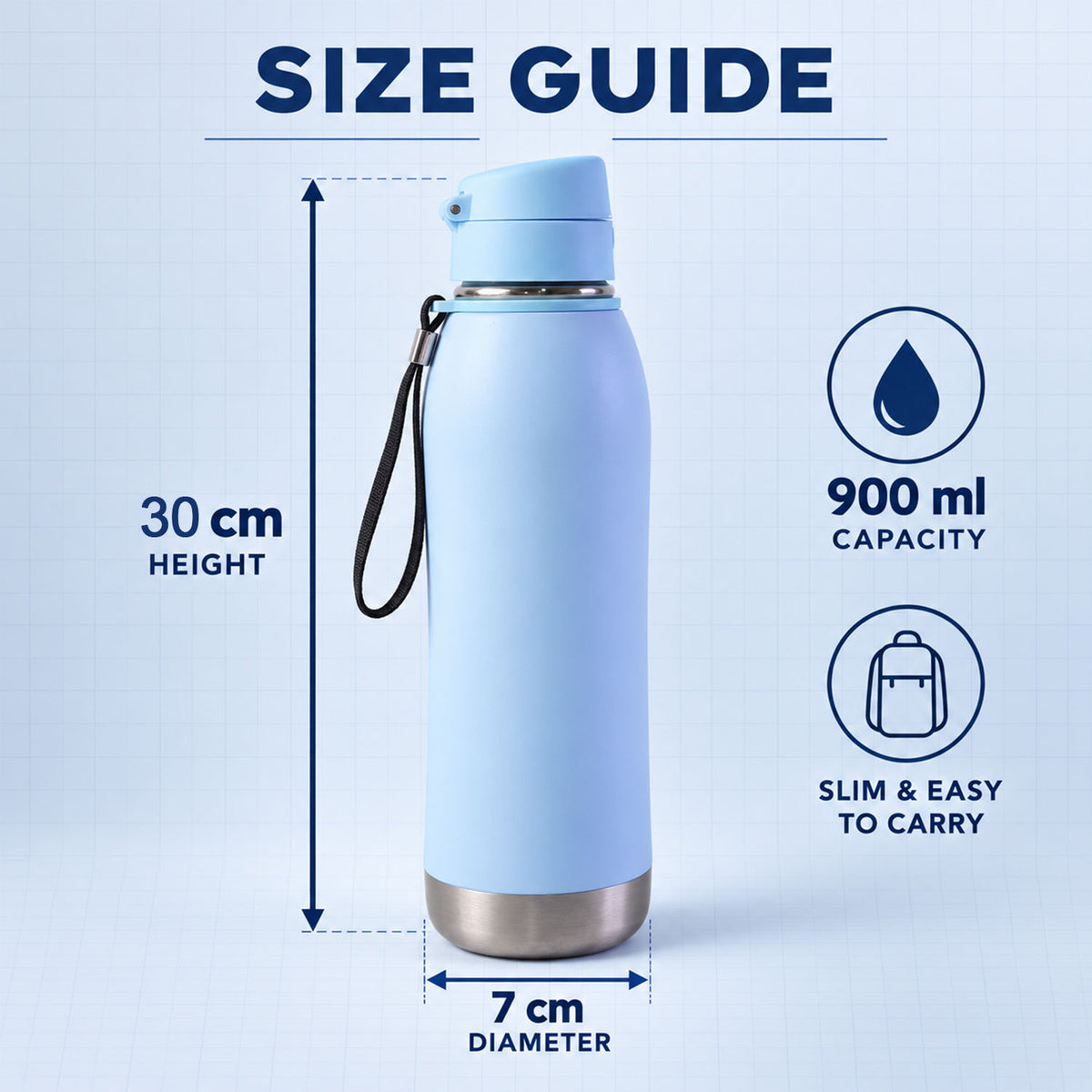 Insulated stainless steel flip lid water bottle dimensions