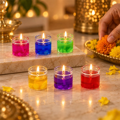 Colourful decorative gel wax candles in glass jars 07