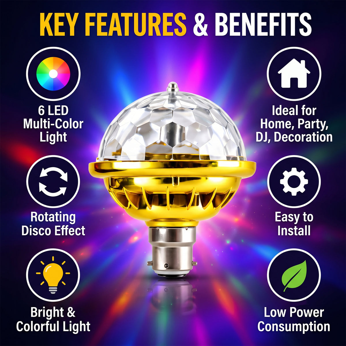 Multicolour LED disco party bulb 02