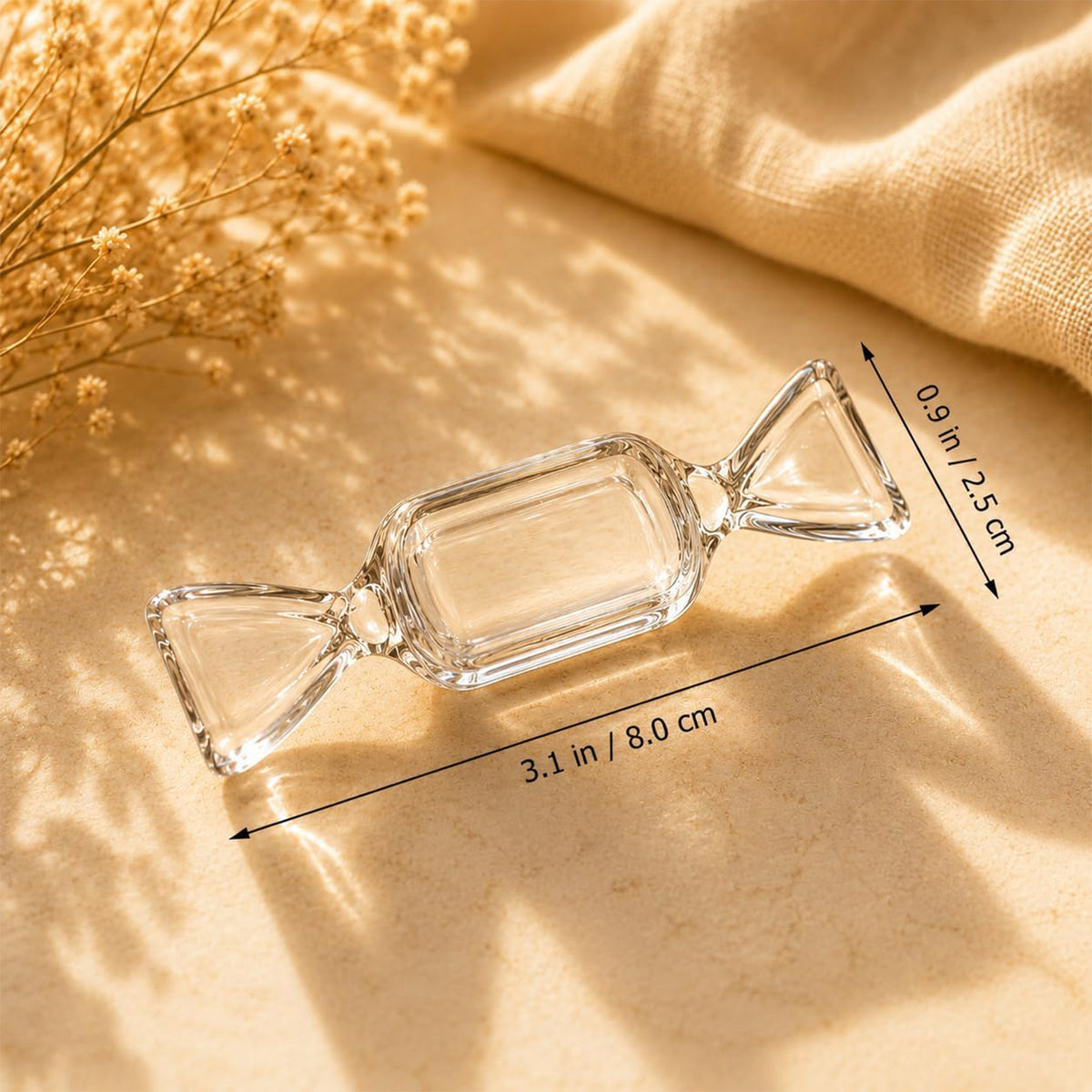 Transparent candy shape jewellery holder approximate dimensions