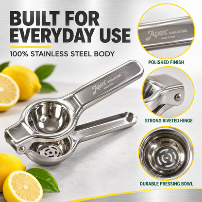 Stainless steel lemon squeezer - steel construction details