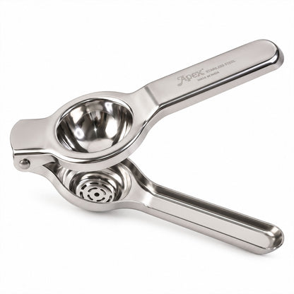 Stainless steel lemon squeezer - white background