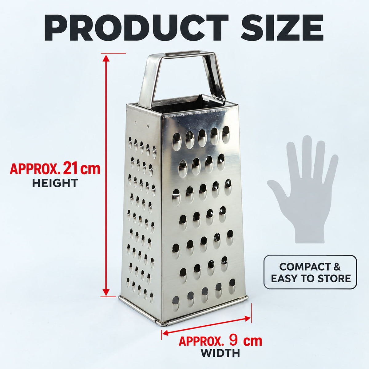 Steel box grater and slicer - dimensions