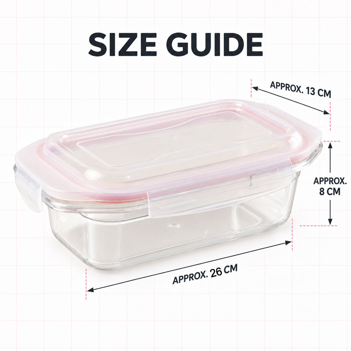 Plastic airtight food storage container - dimensions