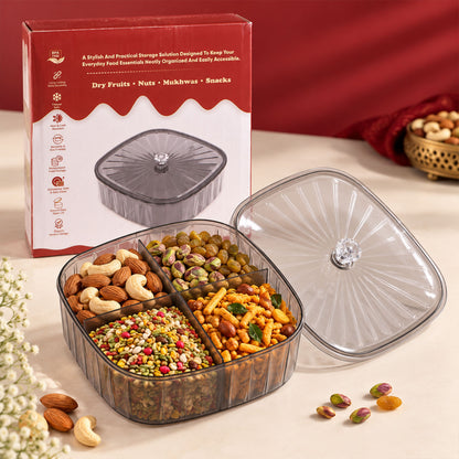 Four compartment dry fruit storage box - snack serving display