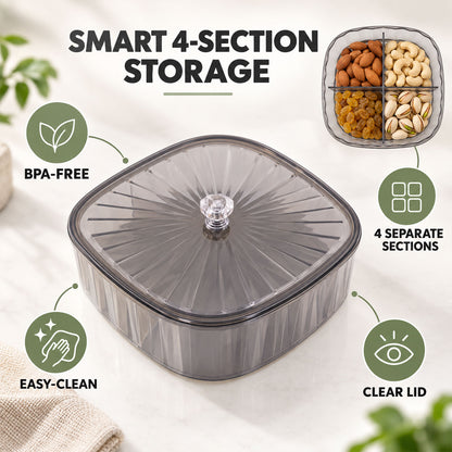 Four compartment dry fruit storage box - compartment features