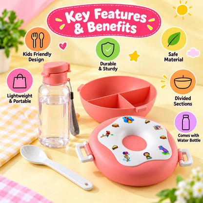 Kids plastic lunch box with water bottle view 03
