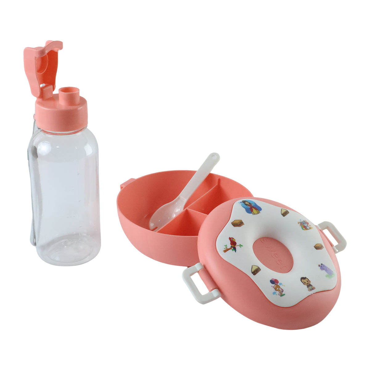 Kids plastic lunch box with water bottle view 04