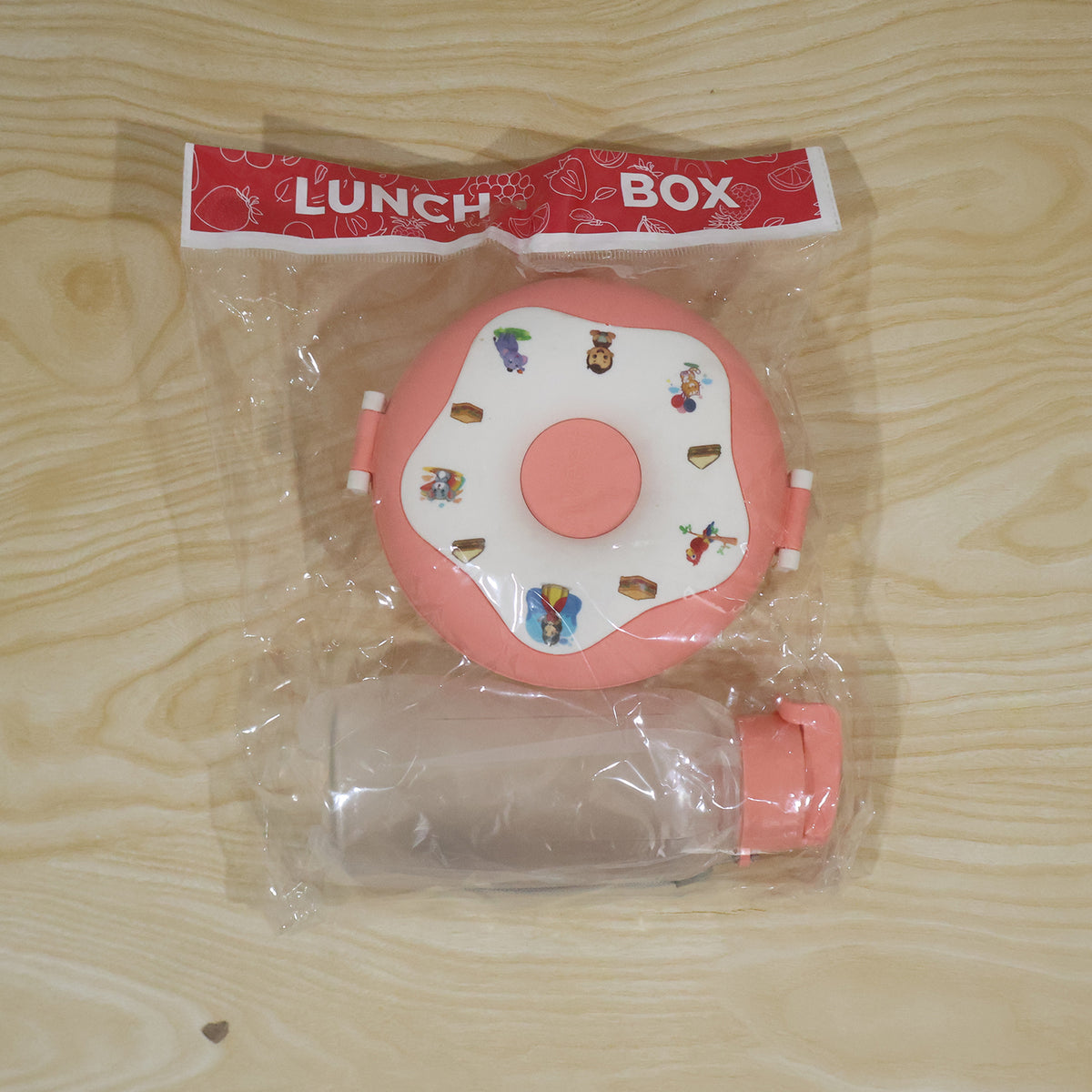 Kids plastic lunch box with water bottle actual set