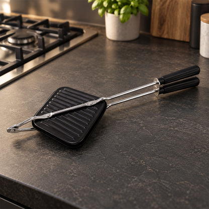 Stovetop non-stick sandwich toaster with long handles, product view 7