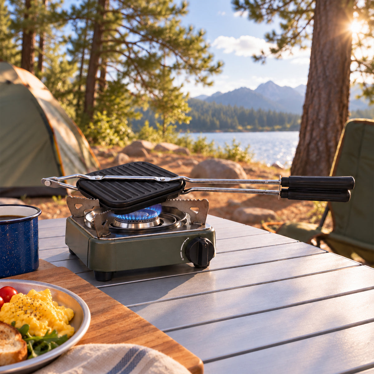 Stovetop non-stick sandwich toaster with long handles, product view 8